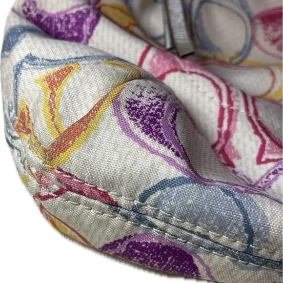 Large Coach Colorful Patterned Women's Bag- metallic handles, canvas Monogram C - Picture 15 of 16